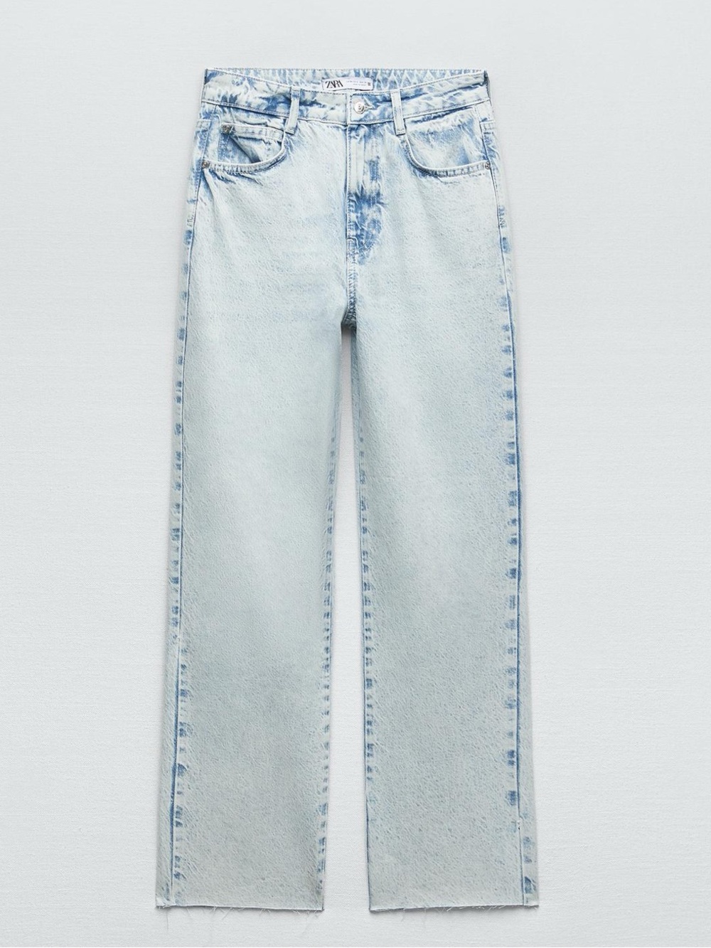 (ZARA) High Rise Z1975 Straight Leg Ankle Grazer Jeans-  Light Blue